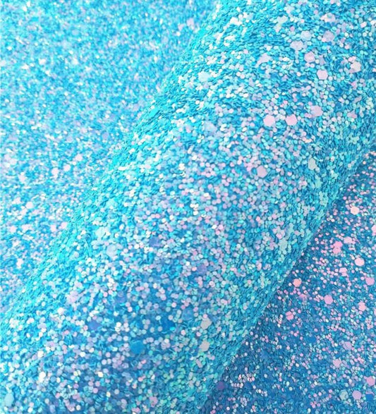 Blue Lagoon Chunky Glitter faux leather sheets great for baby bows, ear rings, girl bows, accessories, colorful, shiny TheFabricDude