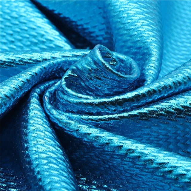 Light Blue Metallic Stretchy Print Textured Bullet Liverpool Fabric Th –  thefabricdude