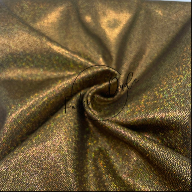 Gold Bronze Holographic/Shiny Nylon Spandex Mix Stretchy Fabric | Bow  making, DIY, Crafts, Clothing Waterproof Fabric | TheFabricDude 