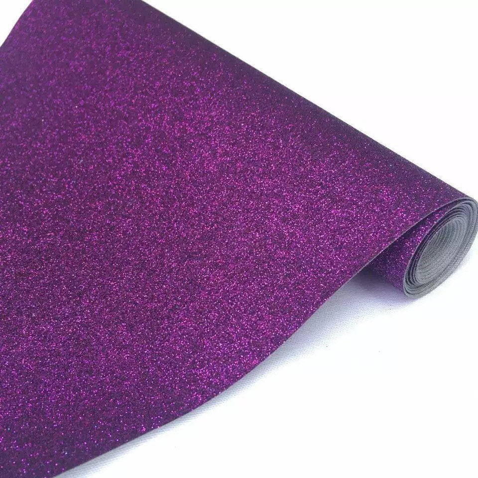 Purple fine Glitter faux leather sheets great for bows, ear rings, accessories, colorful, shiny TheFabricDude