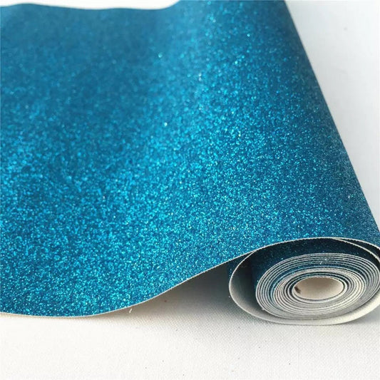 Light blue fine Glitter faux leather sheets great for bows, ear rings, accessories, colorful, shiny TheFabricDude