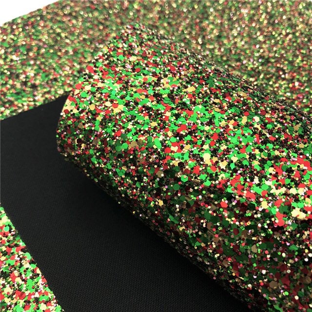 Christmas Chunky Glitter faux leather sheets great for baby bows, ear rings, girl bows, accessories, colorful, shiny TheFabricDude