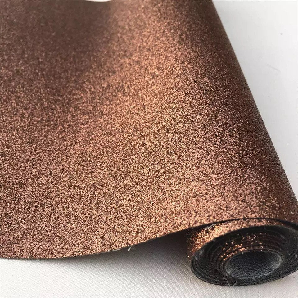 Brown fine Glitter faux leather sheets great for baby bows, ear rings, girl bows, accessories, colorful, shiny TheFabricDude