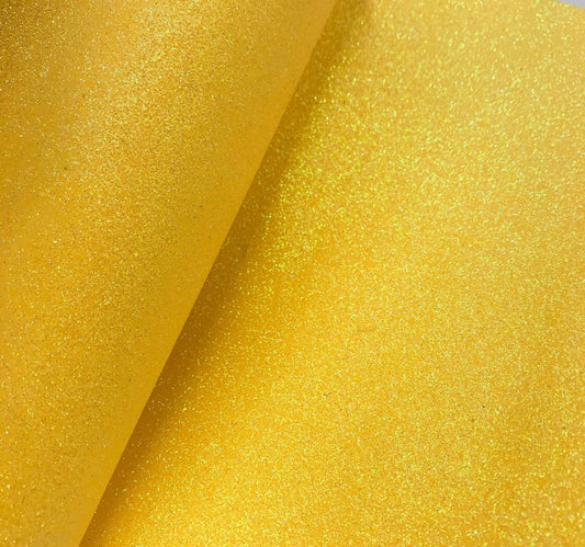 Yellow fine Glitter faux leather sheets great for bows, ear rings, accessories, colorful, shiny TheFabricDude