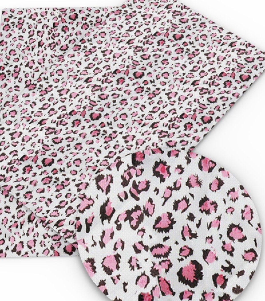 Pink leopard print faux leather sheets great for bows and earrings TheFabricDude