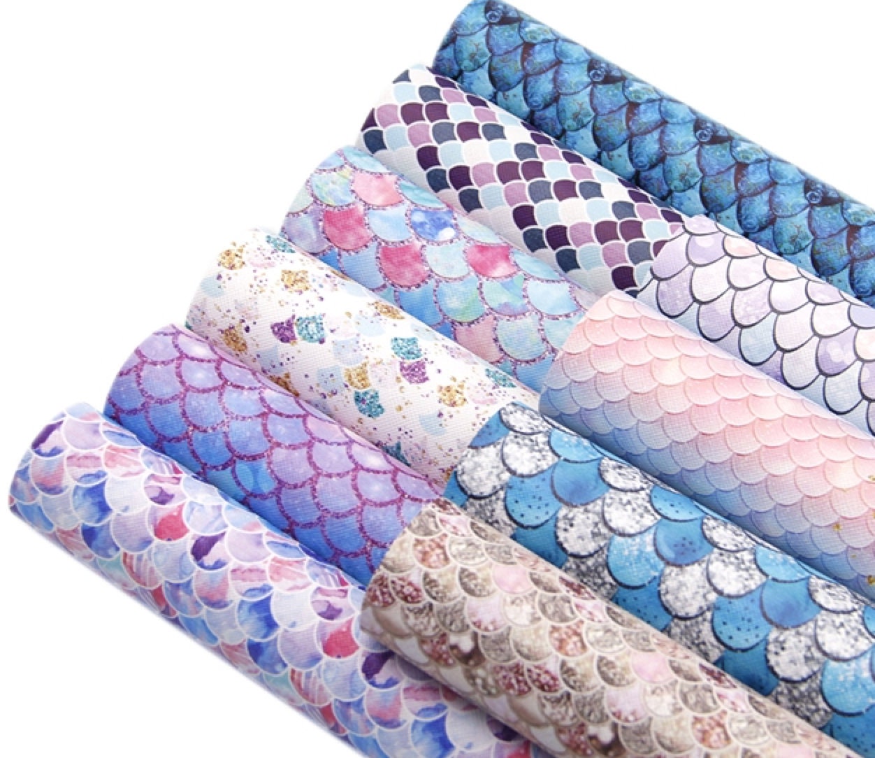 Mermaid/Fish scales pattern faux leather sheets great for bows and earrings TheFabricDude