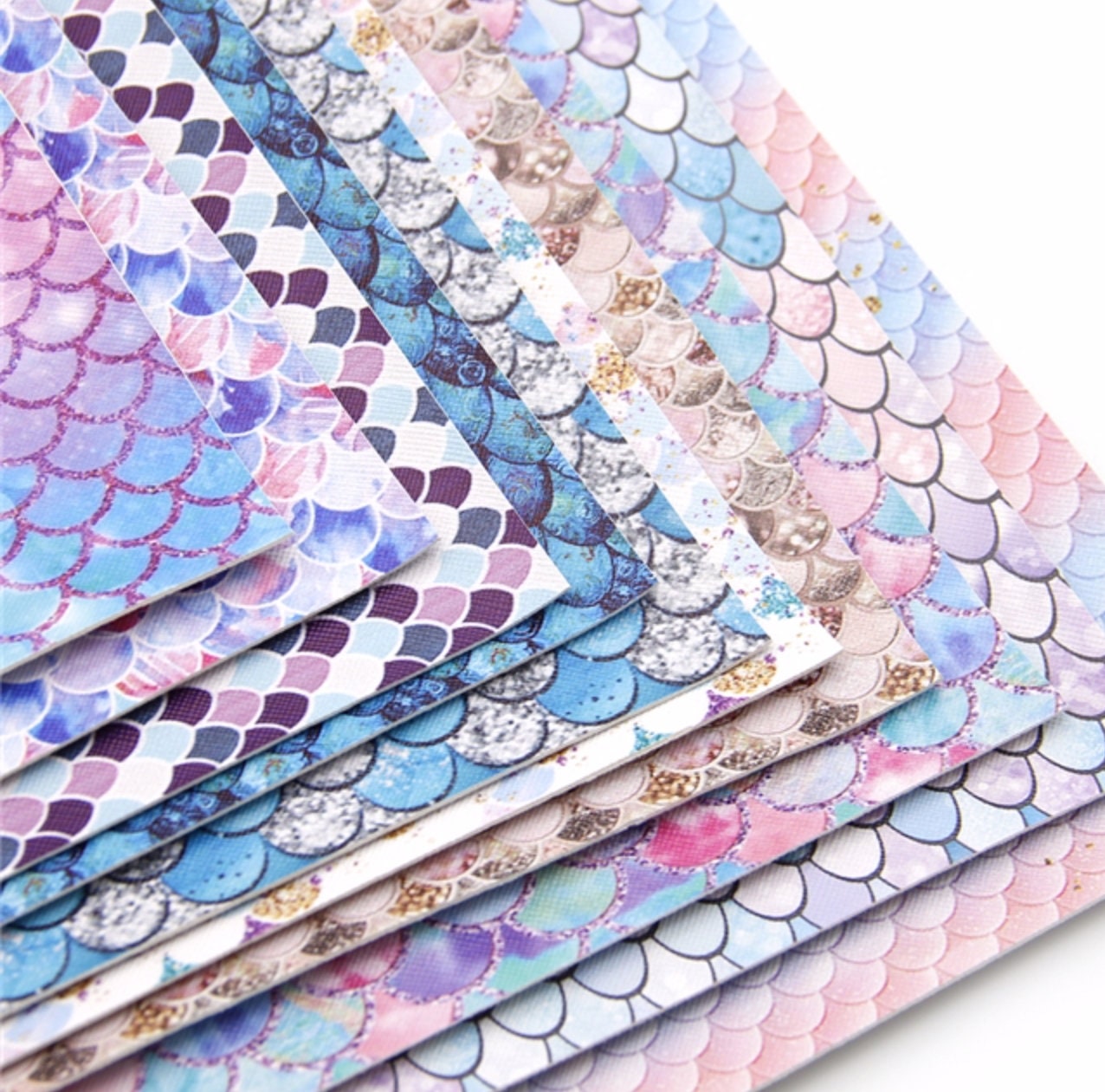 Mermaid/Fish scales pattern faux leather sheets great for bows and earrings TheFabricDude