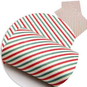 Fine Glitter Christmas Stripes faux leather sheets great for bows and earrings TheFabricDude