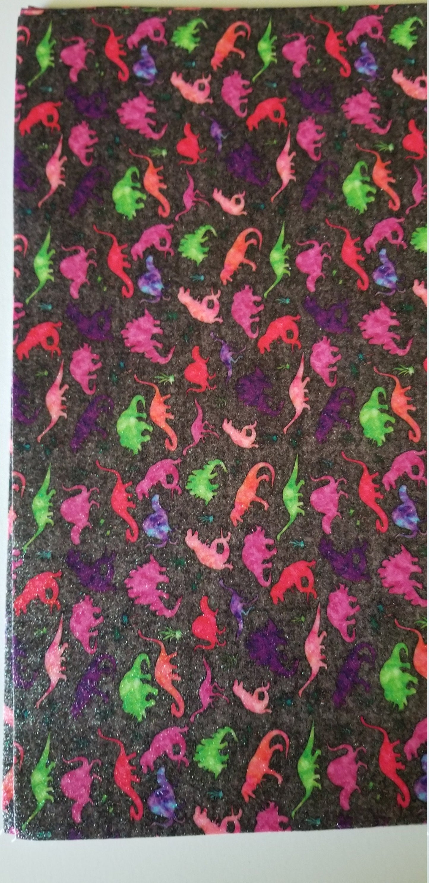 Shimmering multi-color Dinosaur faux leather sheets great for bows and earrings TheFabricDude