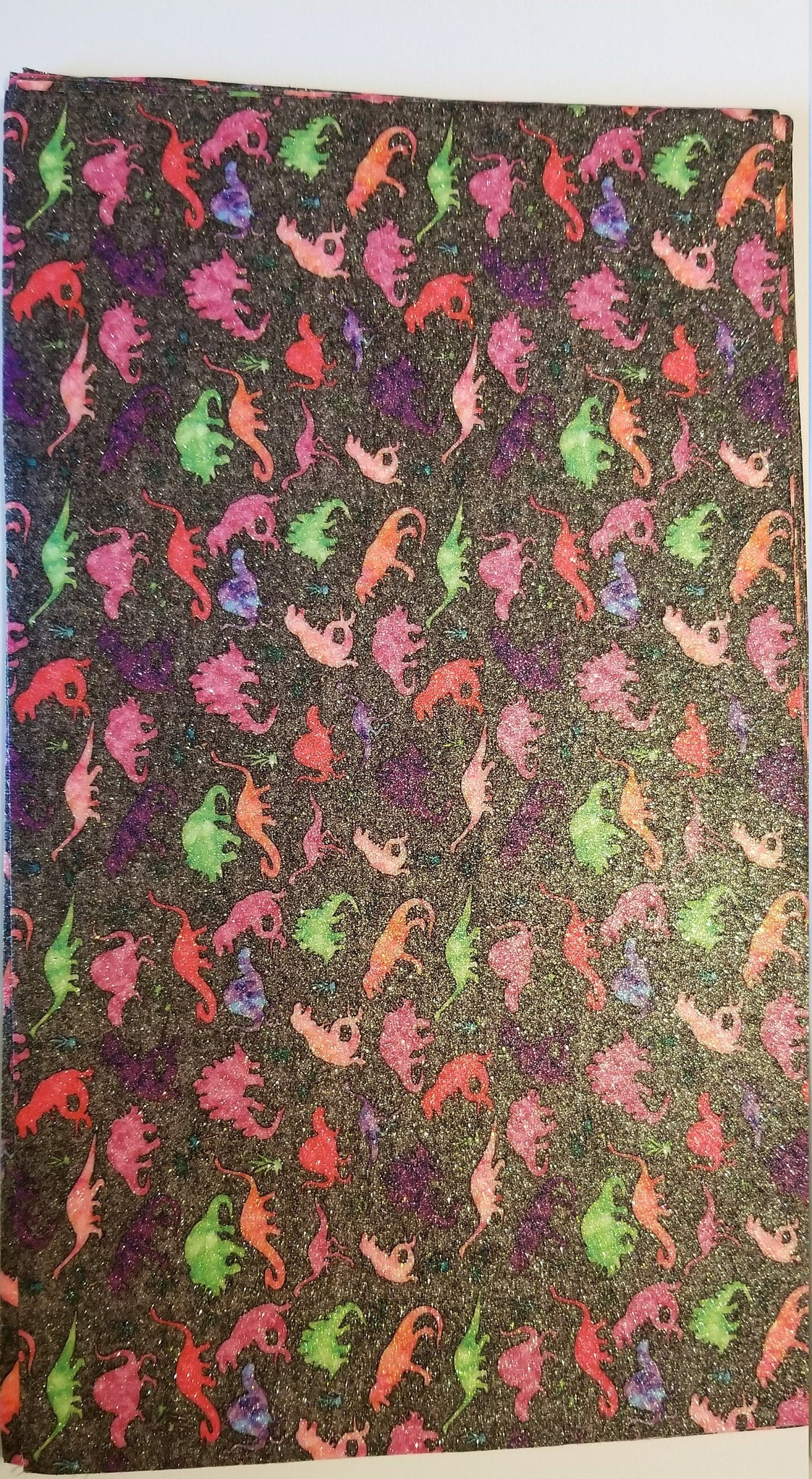 Shimmering multi-color Dinosaur faux leather sheets great for bows and earrings TheFabricDude