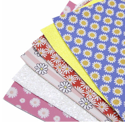 Flower Print Pack faux leather sheets great for bows and earrings TheFabricDude