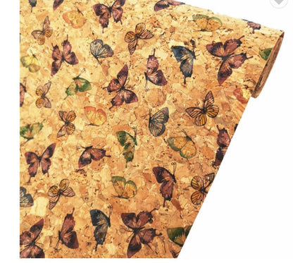 BUTTERFLY CORK-8"X12" Thin Cork Sheet, Natural cork sheet with mesh backing, great for wallets,  cell phone cases TheFabricDude
