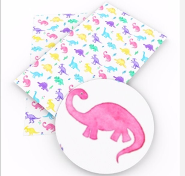 MULTICOLOR DINOSAURS faux leather sheets great for bows and earrings TheFabricDude
