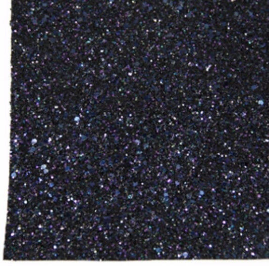 Multi-Color BLACK CHUNKY GLITTER faux leather sheets great for baby bows, ear rings, girl bows, accessories, colorful, shiny TheFabricDude