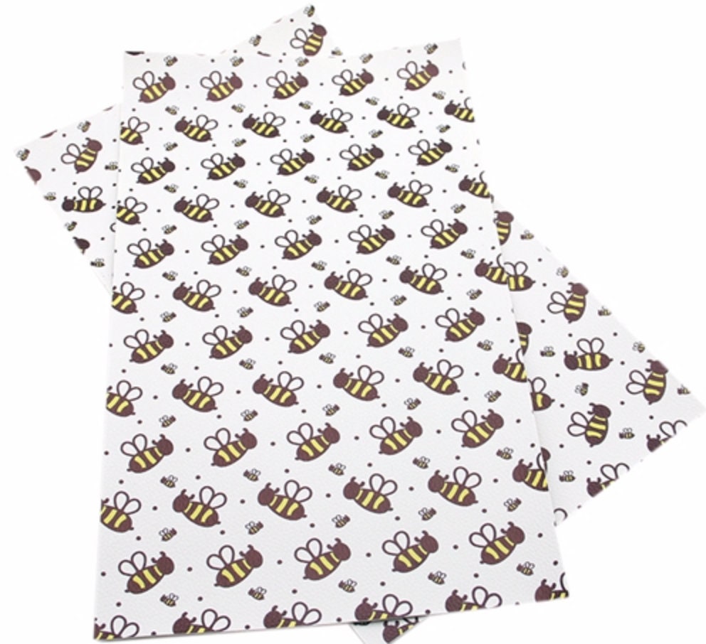 Bumble bee faux leather sheets great for ear rings and bows TheFabricDude