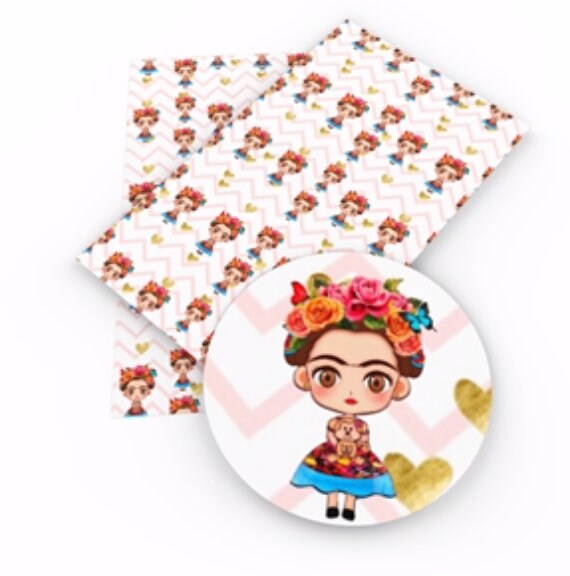FRIDA print faux leather sheets great for bows, earrings, wallets, keychains, purses TheFabricDude