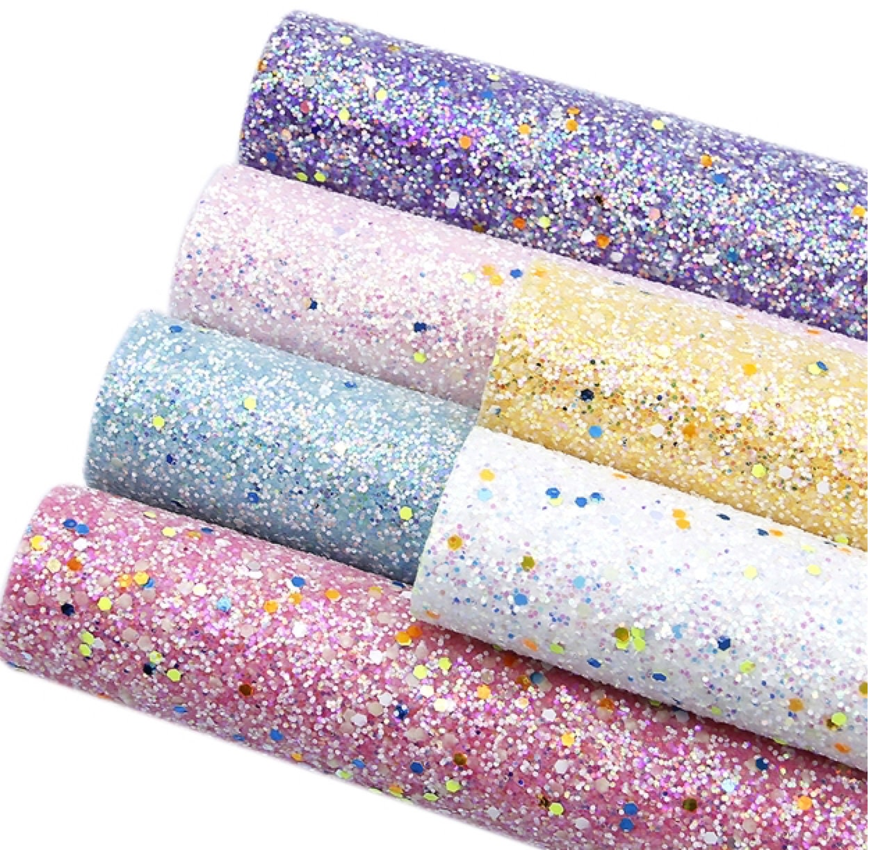 Glow in the Dark Chunky Glitter faux leather sheets great for baby bows, ear rings, girl bows, accessories, colorful, shiny TheFabricDude