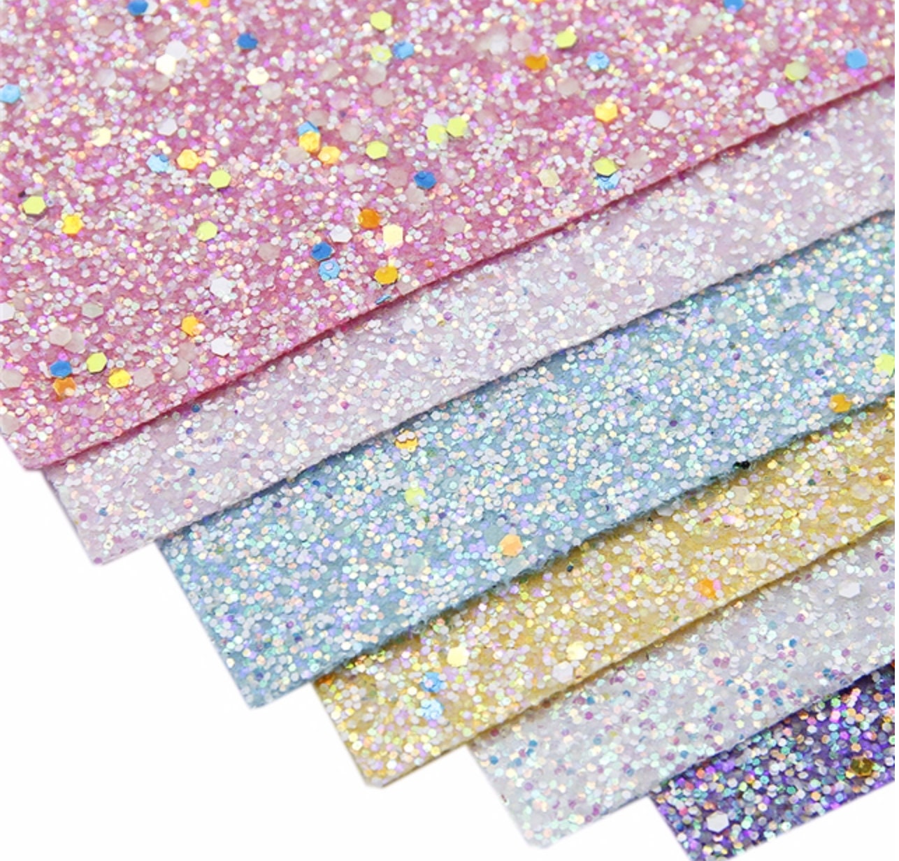 Glow in the Dark Chunky Glitter faux leather sheets great for baby bows, ear rings, girl bows, accessories, colorful, shiny TheFabricDude