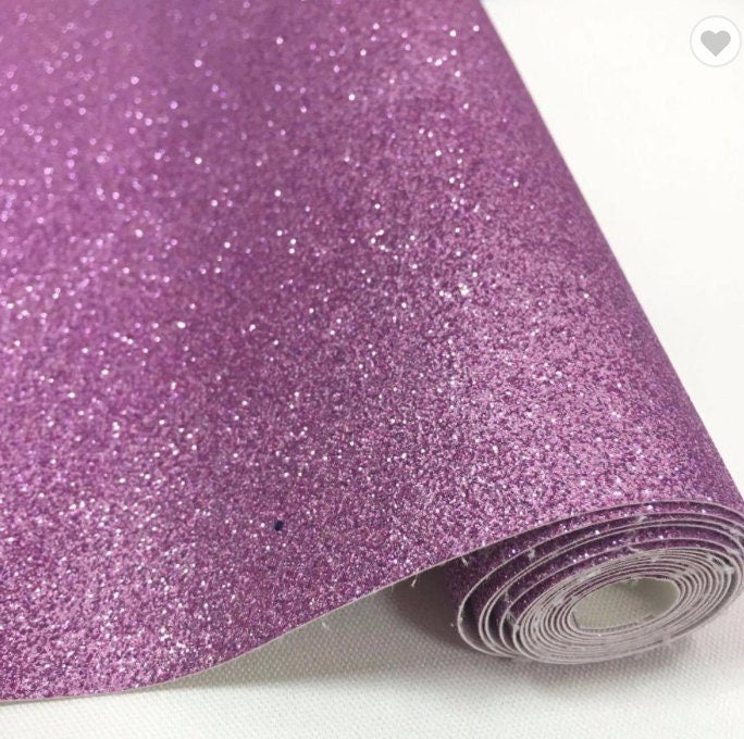 Pinkish purple fine Glitter faux leather sheets great for bows, ear rings, accessories, colorful, shiny TheFabricDude