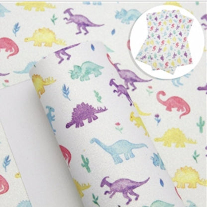 MULTICOLOR DINOSAURS faux leather sheets great for bows and earrings TheFabricDude