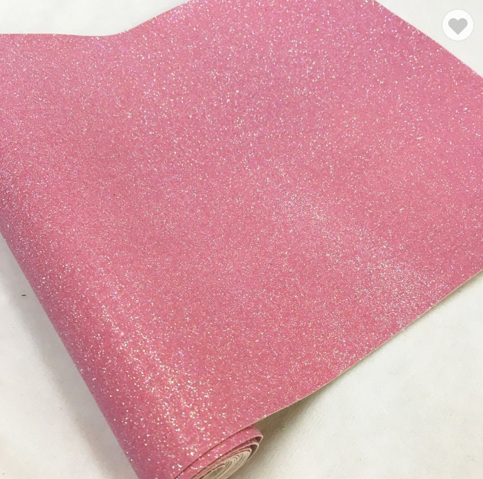 PINK fine Glitter faux leather sheets great for bows, ear rings, accessories, colorful, shiny TheFabricDude