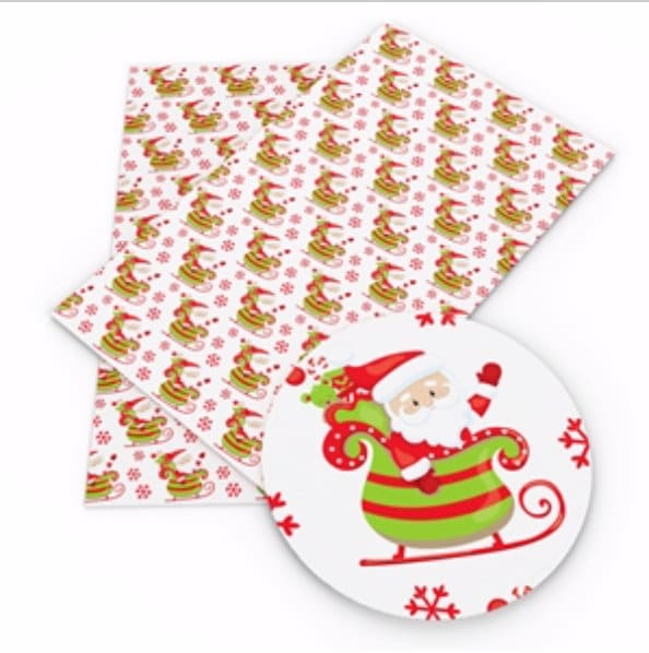 SANTA'S SLEIGH RIDE  faux leather sheets great for bows, jewelry, wallets, keychains and more TheFabricDude