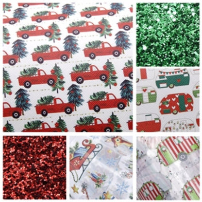 CHRISTMAS CAMPER Pack faux leather sheets great for bows and earrings TheFabricDude