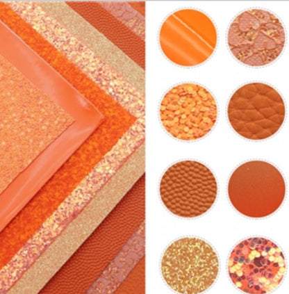 Orange Series pack faux leather sheets great for bows and earrings TheFabricDude
