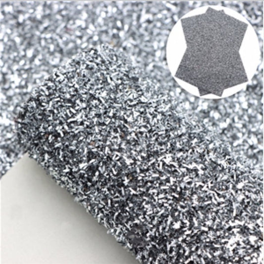 Silver tinsel faux leather sheets great for baby bows, ear rings, girl bows, accessories, colorful, shiny TheFabricDude
