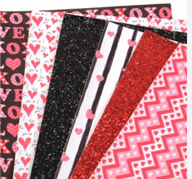 Hearts Pack faux leather sheets great for bows and earrings TheFabricDude