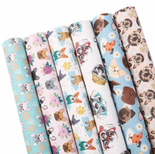 Dog Print Series faux leather sheets great for bows and earrings TheFabricDude