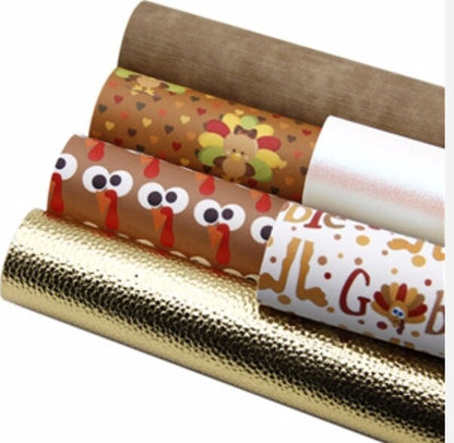 Gobble Gobble Turkey Day pack faux leather sheets great for bows and earrings TheFabricDude