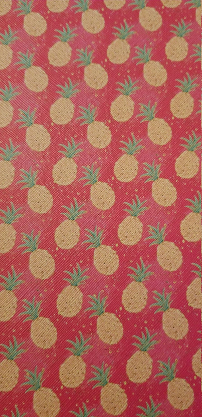 Pineapple on Pink faux leather sheets great for bows and earrings TheFabricDude