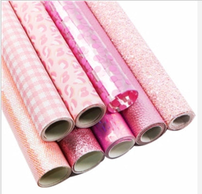 Pink Plaid Leopard Pack faux leather sheets great for bows and earrings TheFabricDude
