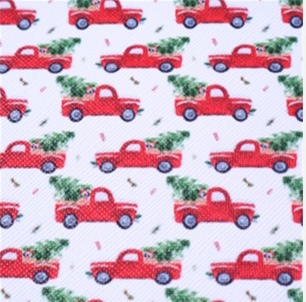 Christmas Truck with Tree faux leather sheets great for bows, jewelry, wallets, keychains and more TheFabricDude