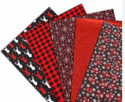 Christmas Plaid pack faux leather sheets great for bows and earrings TheFabricDude