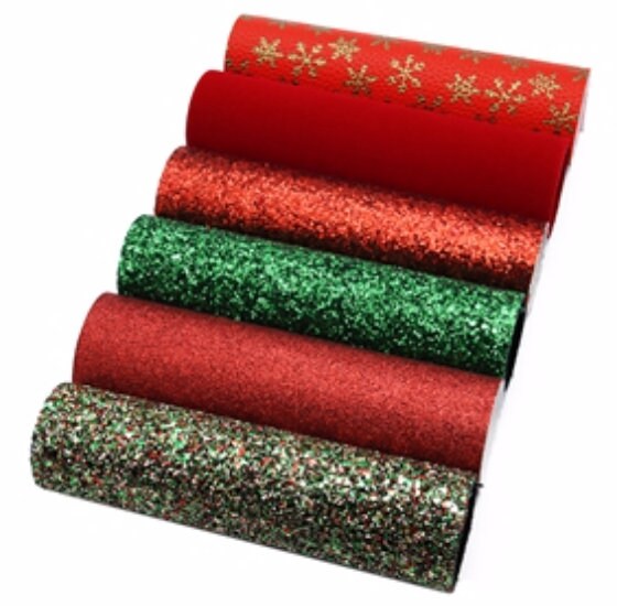 Christmas pack faux leather sheets great for bows and earrings TheFabricDude