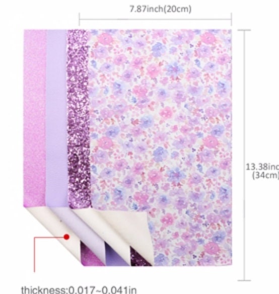 Lavender Floral Pack faux leather sheets great for bows and earrings TheFabricDude