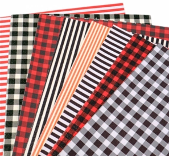 Plaid/Striped faux leather sheets great for bows and earrings TheFabricDude