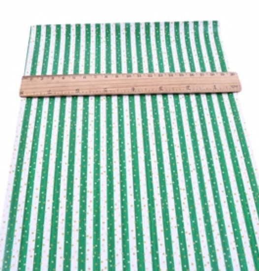 Green Stripe with gold dots faux leather sheets great for bows and earrings TheFabricDude