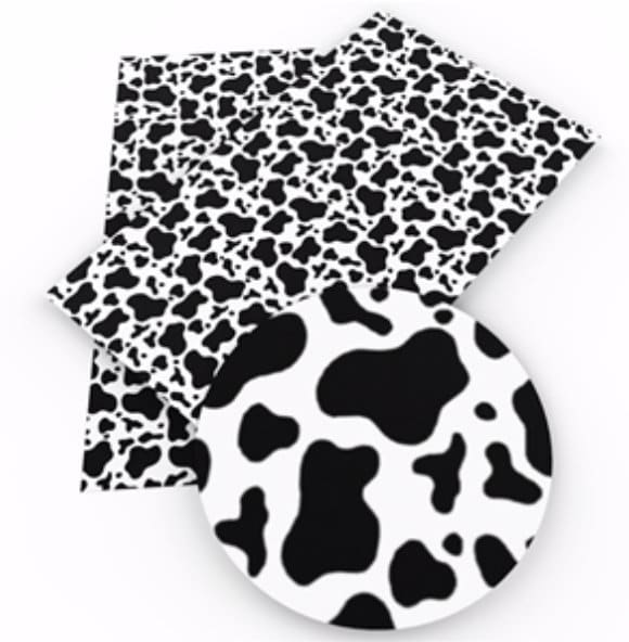 Black cow print SMOOTH faux leather sheets great for bows and earrings TheFabricDude