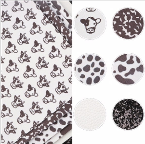 Black and White Cow Print Pack faux leather sheets great for bows and earrings TheFabricDude