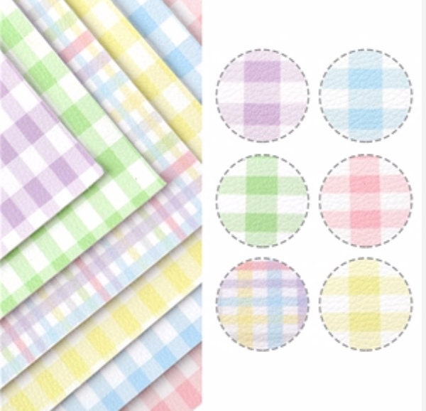 Pastel Plaid/Gingham faux leather sheets great for bows and earrings TheFabricDude