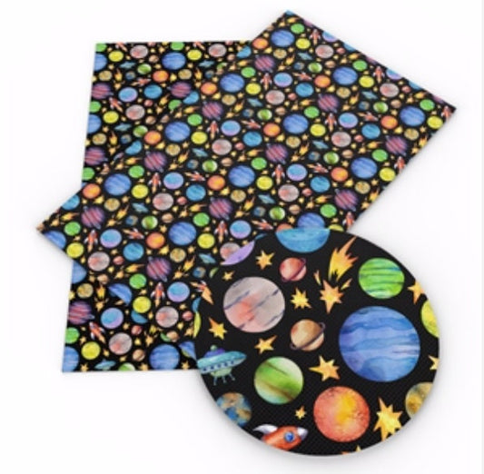 Outer Space faux leather sheets great for bows and earrings TheFabricDude