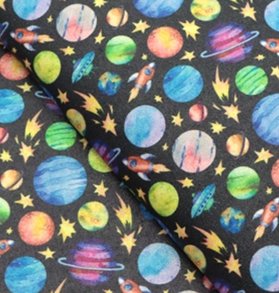 Outer Space faux leather sheets great for bows and earrings TheFabricDude