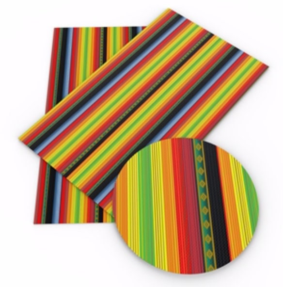 Colorful Serape striped faux leather sheets great for bows and earrings TheFabricDude