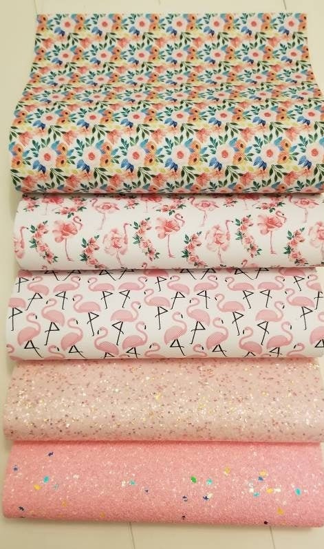 Flamingo Pack faux leather sheets great for bows and earrings TheFabricDude