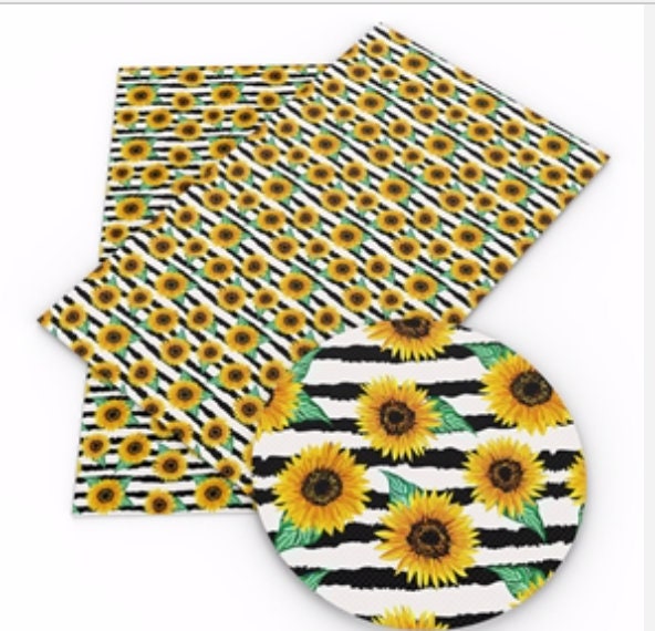 Sunflower with lines faux leather sheets great for bows and earrings TheFabricDude