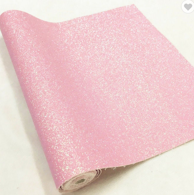 Light Pink fine Glitter faux leather sheets great for bows, ear rings, accessories, colorful, shiny TheFabricDude