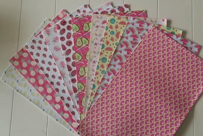 Fruit pattern faux leather sheets great for bows and earrings TheFabricDude